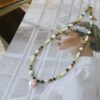 Natural Stone Freshwater Pearl Pendant Clavicle Necklace