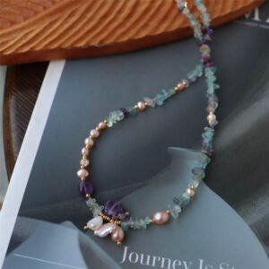 Natural Icy Amethyst Baroque Freshwater Pearl Pendant Necklace