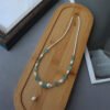 Fluorite Crystal Baroque Pearl Pendant Necklace