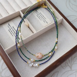 Petal Freshwater Pearl Natural Stone Clavicle Necklace