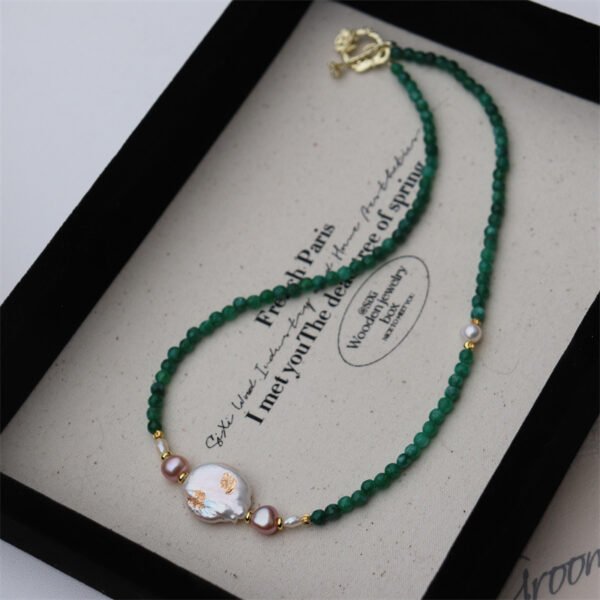 Baroque Pearl Natural Jade Necklace