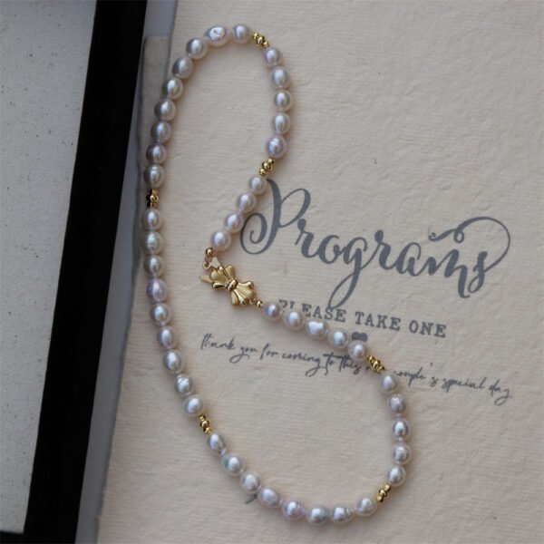 High Luster Freshwater Pearl Choker with Bow Clasp