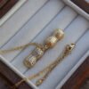 Cubic Zirconia Set Peanut Shaped Pearl Pendant Necklace