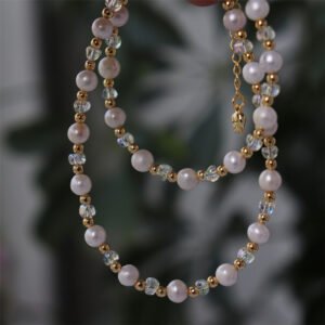 Natural Freshwater Pearl Crystal Necklace