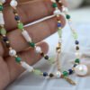 Natural Stone Freshwater Pearl Pendant Clavicle Necklace