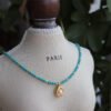 Natural Turquoise Pearl Teardrop Pendant Necklace