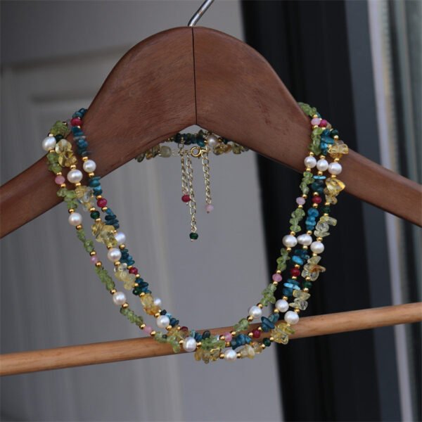 主图_3 Natural Pearl Crystal Stone Bracelet Necklace Set
