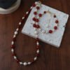 Natural Red Agate Freshwater Pearl Necklace Bracelet Set