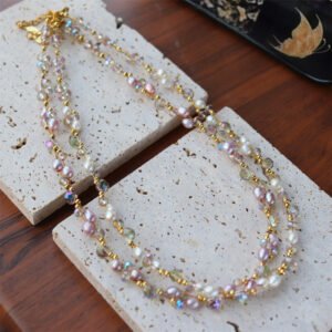 Natural Freshwater Pearl Crystal Necklace