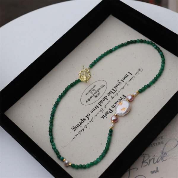 Baroque Pearl Natural Jade Necklace