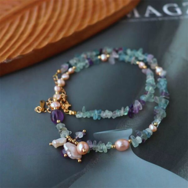 Natural Icy Amethyst Baroque Freshwater Pearl Pendant Necklace