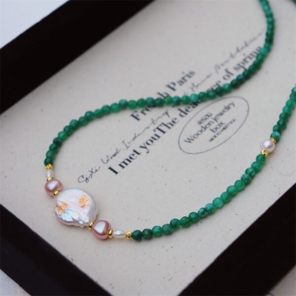 Baroque Pearl Natural Jade Necklace