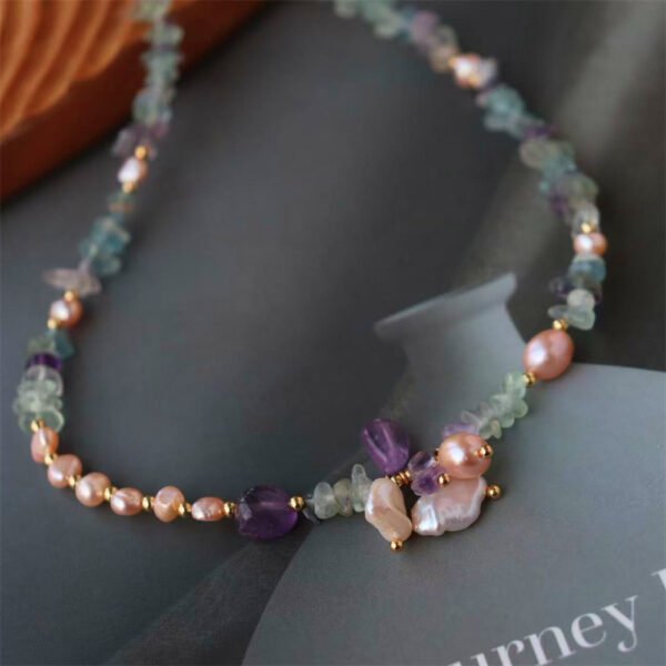 Natural Icy Amethyst Baroque Freshwater Pearl Pendant Necklace