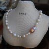 Handmade Gold Leaf Inlaid Baroque Freshwater Pearl Necklace