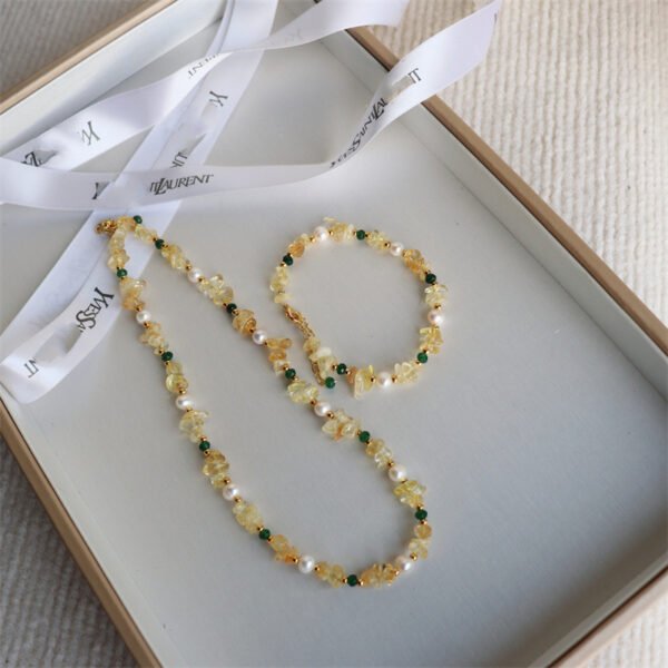 主图_4 Natural Pearl Crystal Stone Bracelet Necklace Set