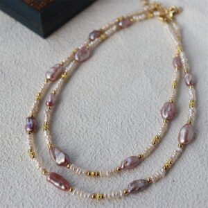 Lavender Freshwater Baroque Pearl Choker Necklace