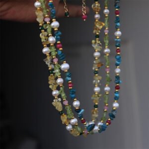 Natural Pearl Crystal Stone Bracelet Necklace Set