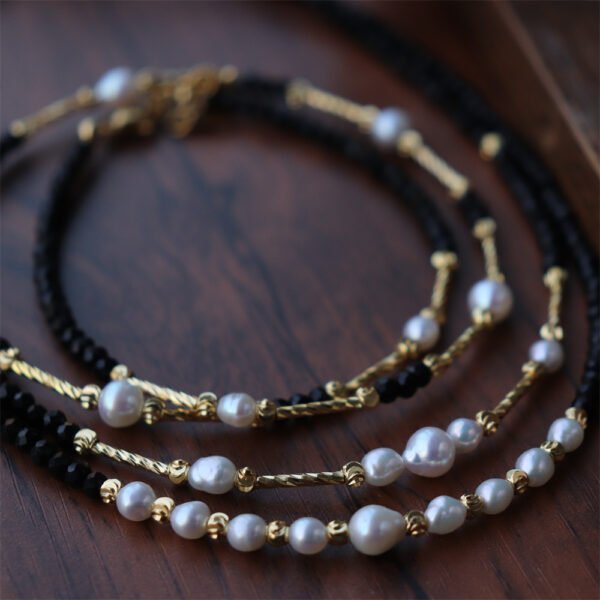 Black Crystal Natural Freshwater Pearl Necklace