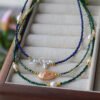 Petal Freshwater Pearl Natural Stone Clavicle Necklace