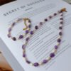 Natural Amethyst Freshwater Pearl Necklace Bracelet Jewelry Set