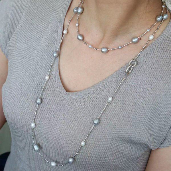 Starburst Natural Freshwater Pearl Long Sweater Necklace