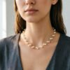 Minimal Braided Freshwater Pearl Necklace Bracelet Set