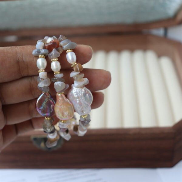 详情图片_02 Baroque Freshwater Pearl Natural Agate Bracelet