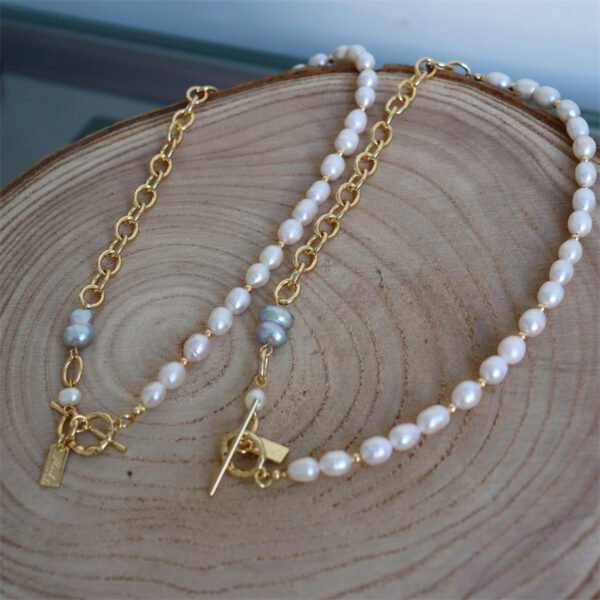 Natural Baroque Pearl with Gold-Plated Chain Necklace