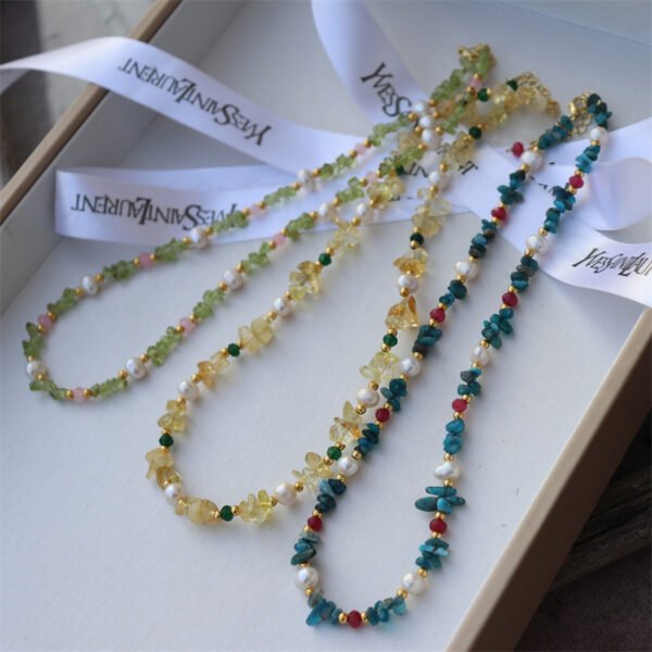 详情图片_02 Natural Pearl Crystal Stone Bracelet Necklace Set