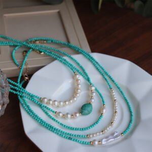 Natural Turquoise Freshwater Pearl Necklace