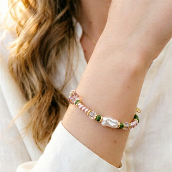 Freshwater Pearl Natural Stone Crystal Design Bracelet