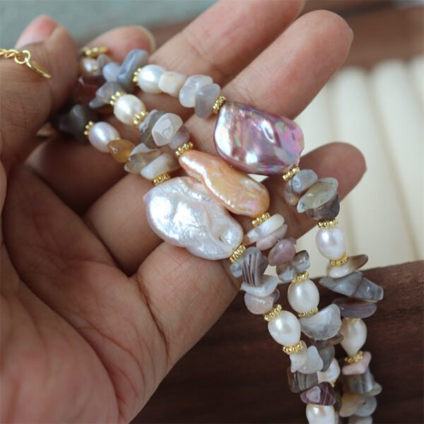 详情图片_03 Baroque Freshwater Pearl Natural Agate Bracelet