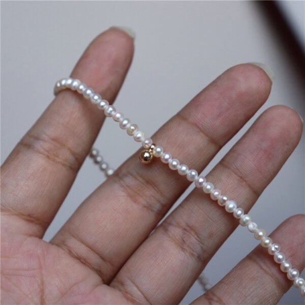 3mm High Luster Tiny Natural Freshwater Pearl Necklace