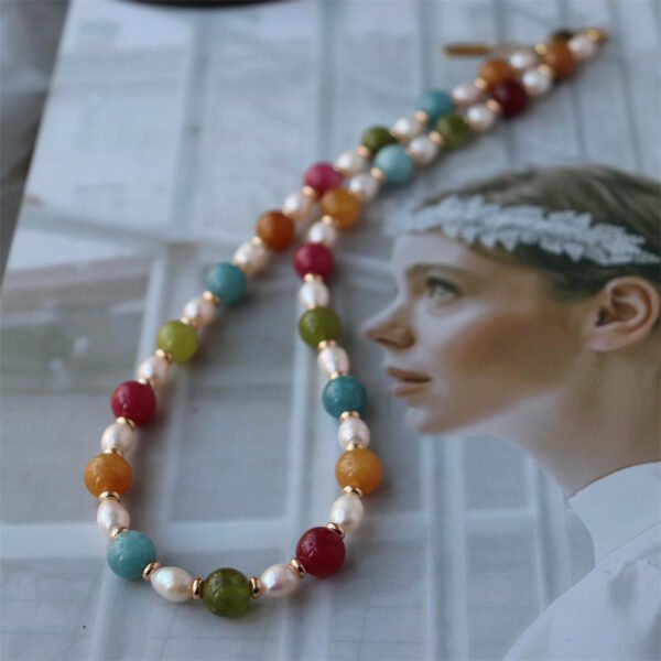 Freshwater Pearl Multicolor Natural Stone Beaded Necklace
