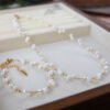 Minimal Braided Freshwater Pearl Necklace Bracelet Set