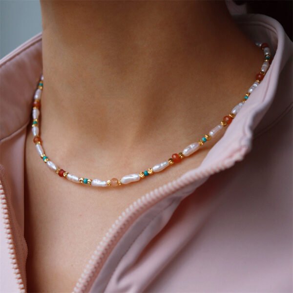 Turquoise Baroque Pearl Collar Necklace Bracelet Set