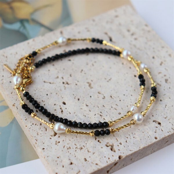 Black Crystal Natural Freshwater Pearl Necklace