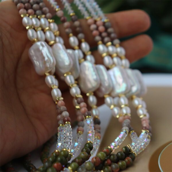 Crystal Natural Stone Baroque Freshwater Pearl Necklace