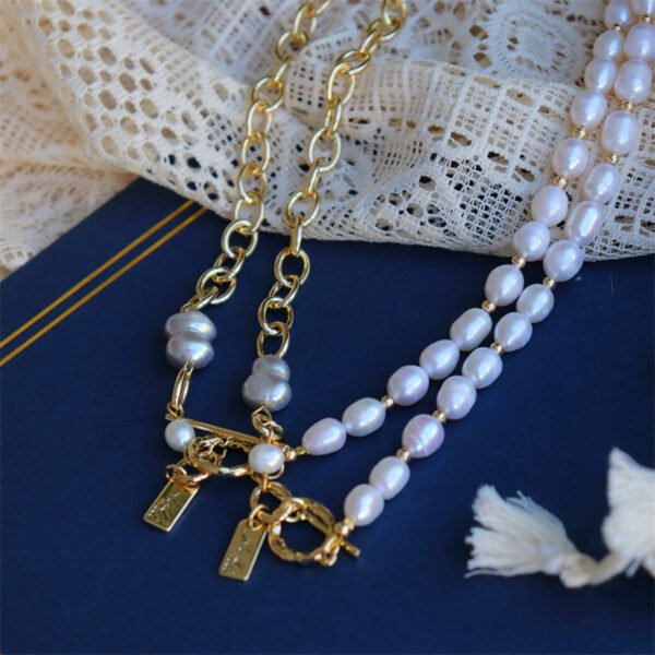 Natural Baroque Pearl with Gold-Plated Chain Necklace