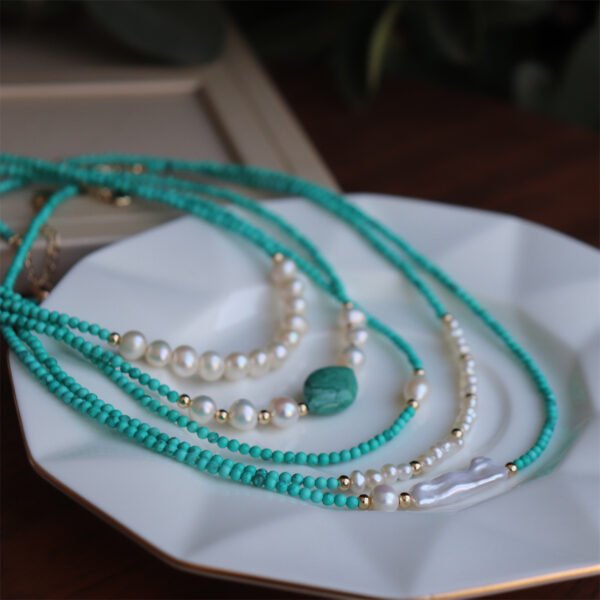 Natural Turquoise Freshwater Pearl Necklace