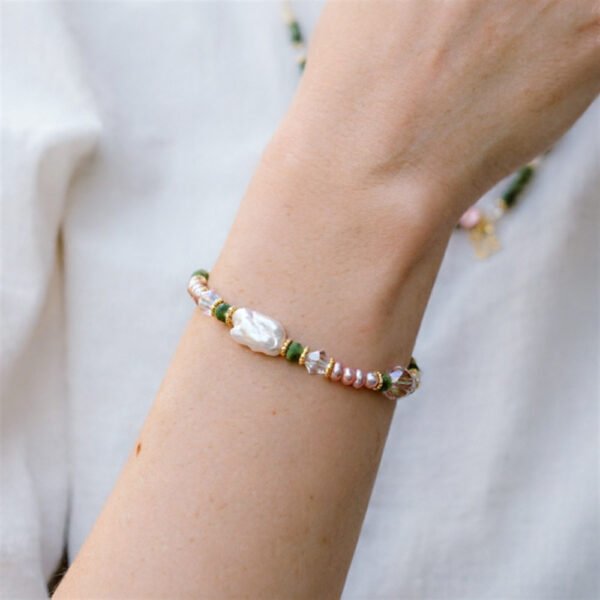 Freshwater Pearl Natural Stone Crystal Design Bracelet
