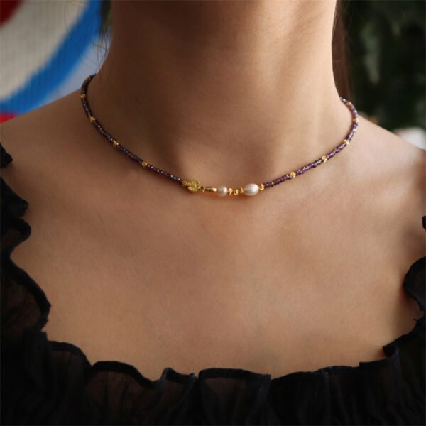 Purple Crystal Freshwater Pearl Necklace