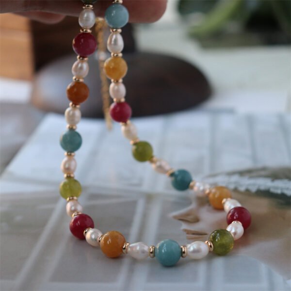 Freshwater Pearl Multicolor Natural Stone Beaded Necklace