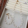 Minimal Braided Freshwater Pearl Necklace Bracelet Set
