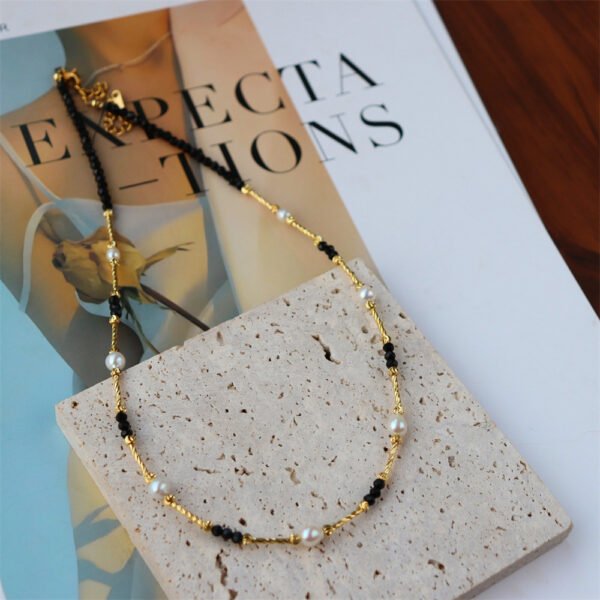 Black Crystal Natural Freshwater Pearl Necklace
