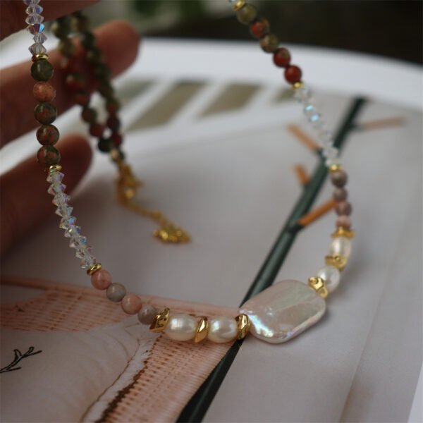Crystal Natural Stone Baroque Freshwater Pearl Necklace