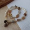 Natural Gemstone Pendant Freshwater Pearl Necklace