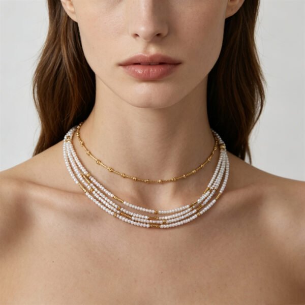 详情图片_05 Multi-strand Natural Freshwater Pearl Choker Necklace