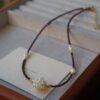 Natural Garnet Pearl Woven Ball Pendant Necklace