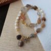 Natural Gemstone Pendant Freshwater Pearl Necklace